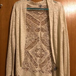 Charlotte Russe cream cardigan with Lacey detail